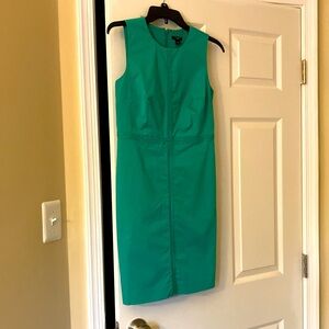 Ann Taylor Green Sheath Mini Dress Crew Neck